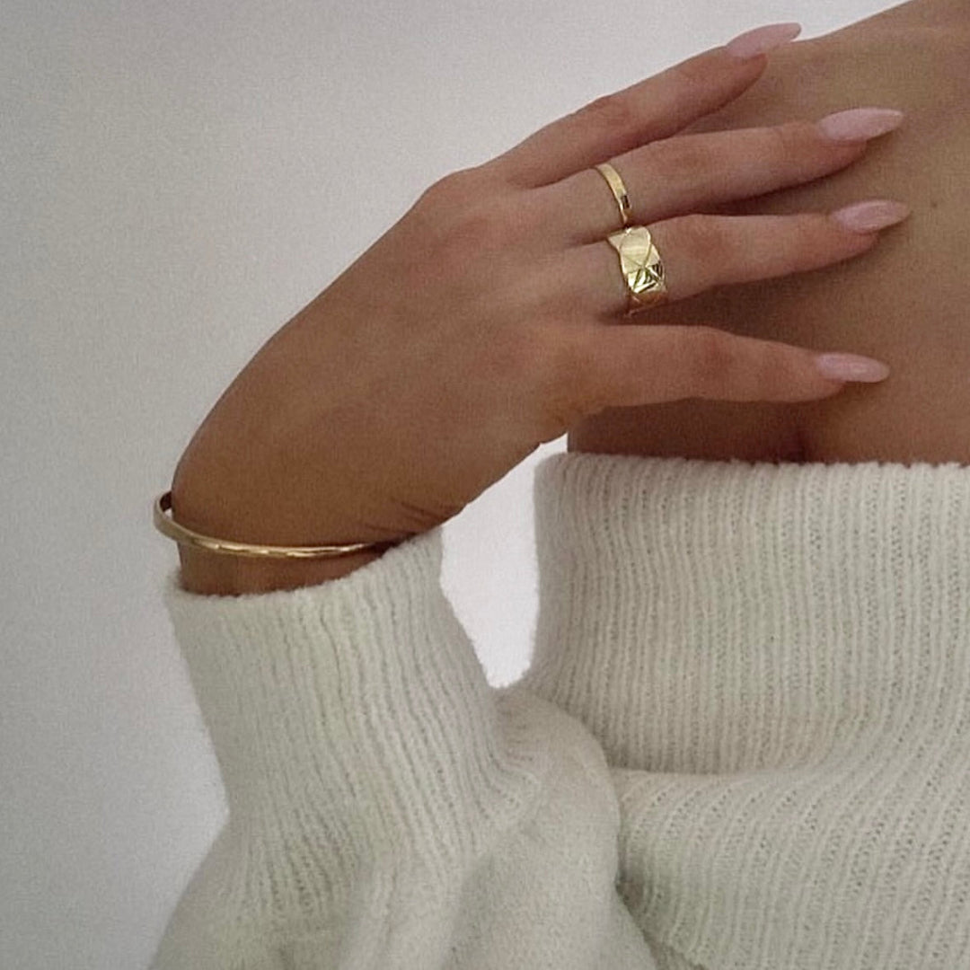 Wide Band Quilted Ring