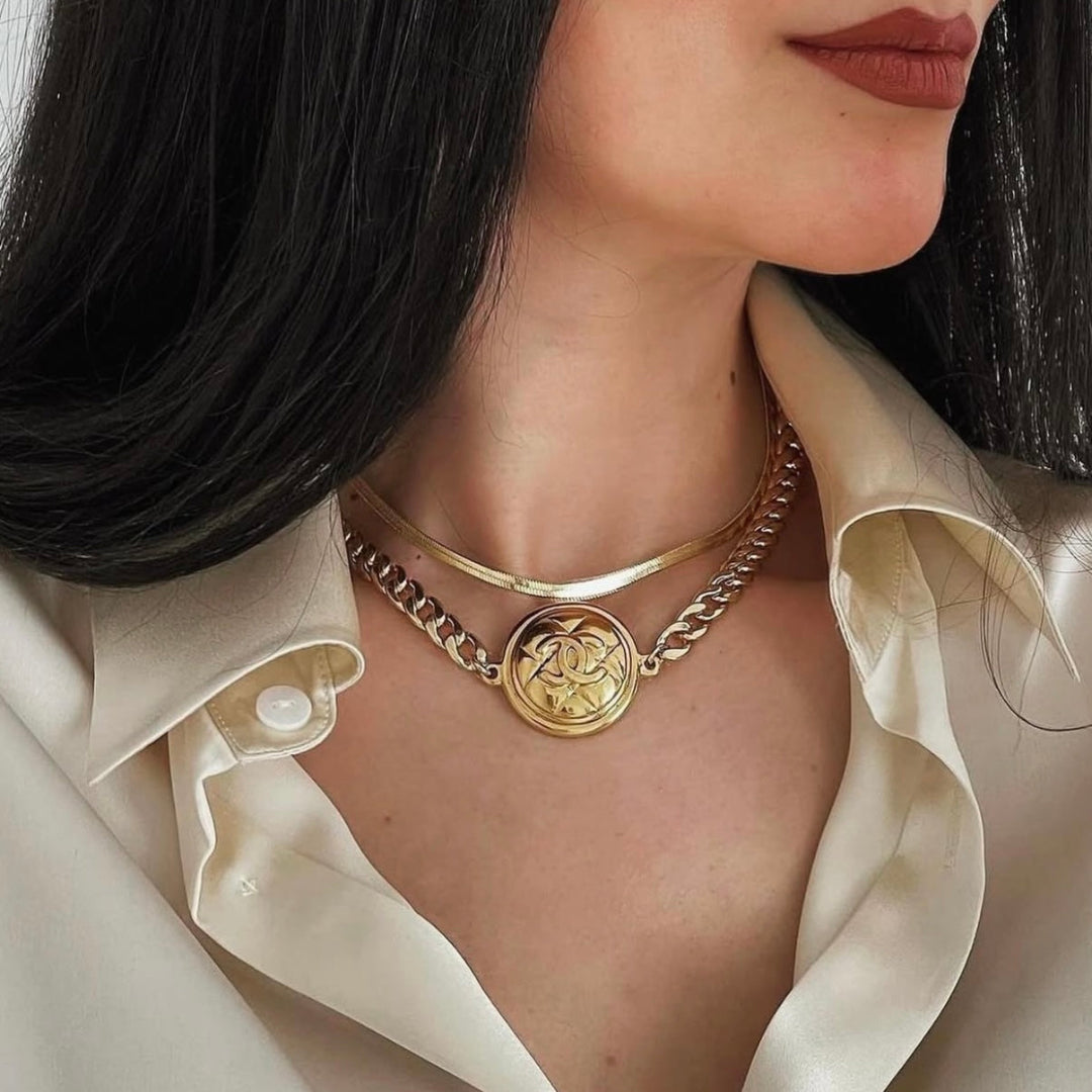 Gold Herringbone Necklace