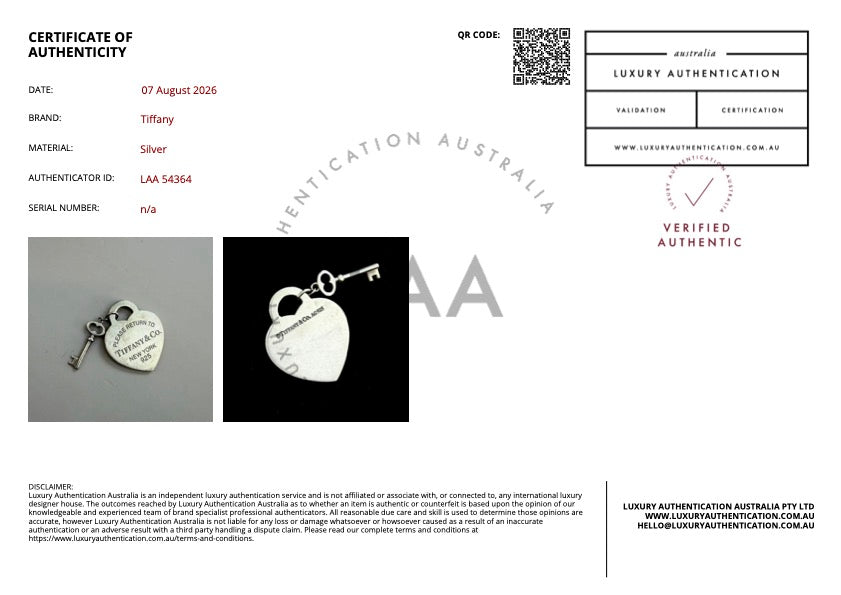 Silver Heart & Key Charm Necklace