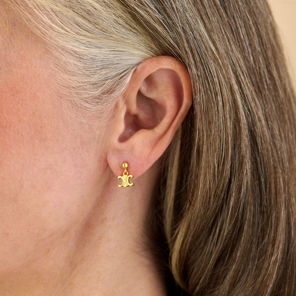 Mini Gold Logo Stud Earrings