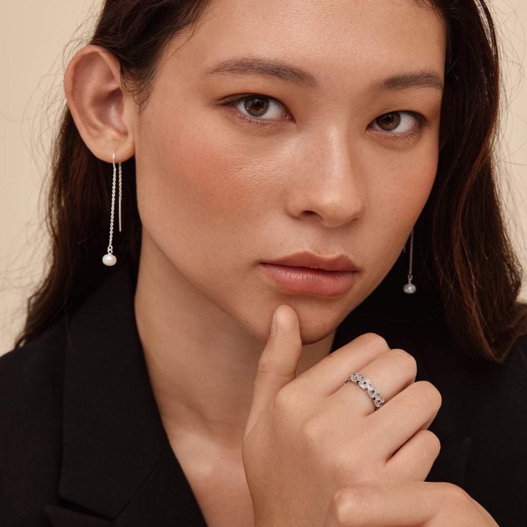 Silver Panther CZ Ring