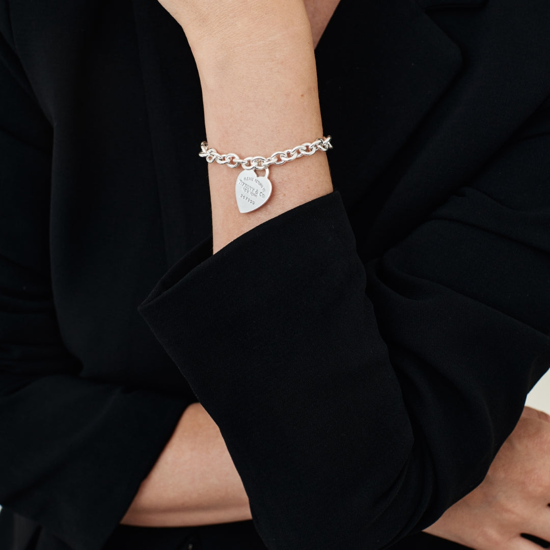 Large Silver Heart Bracelet