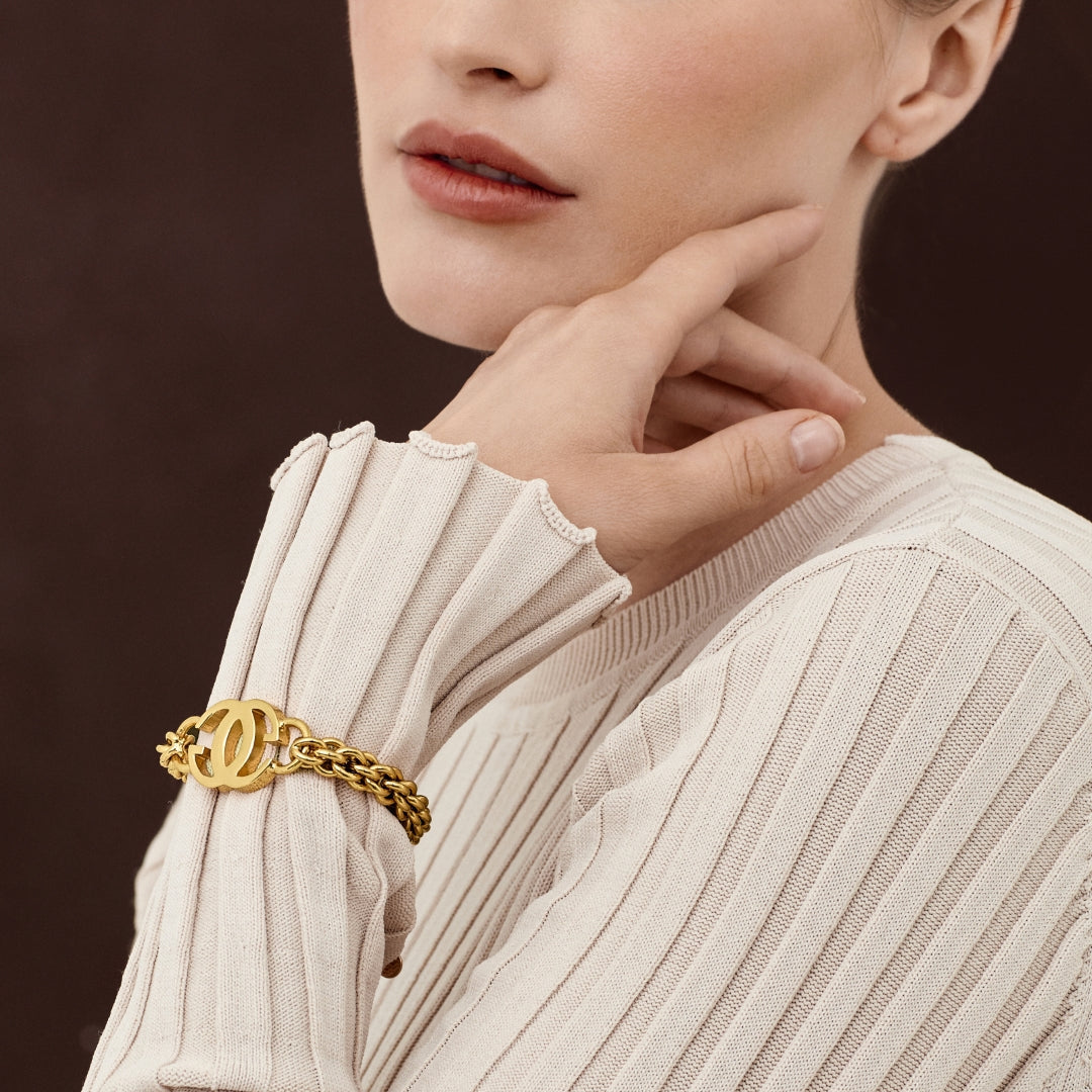 Statement Gold Logo Bracelet