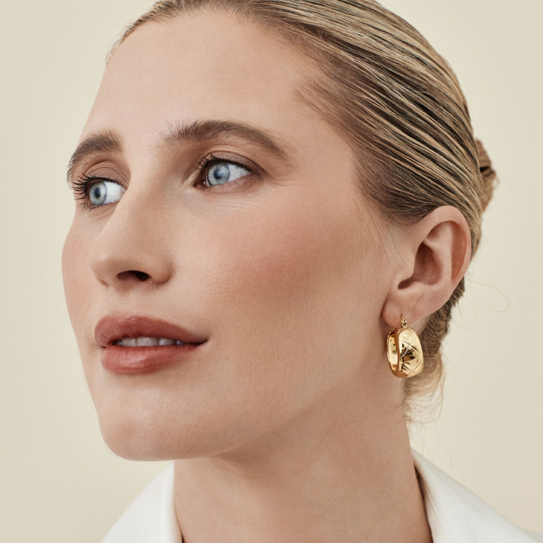 Wide Quilted Hoop Earrings