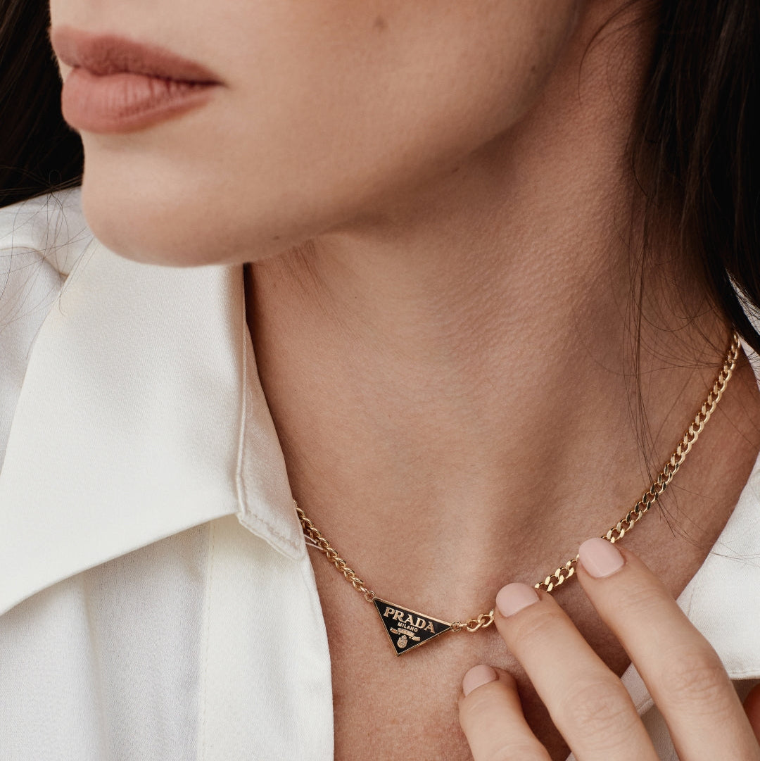 Mini Black & Gold Triangular Logo Choker
