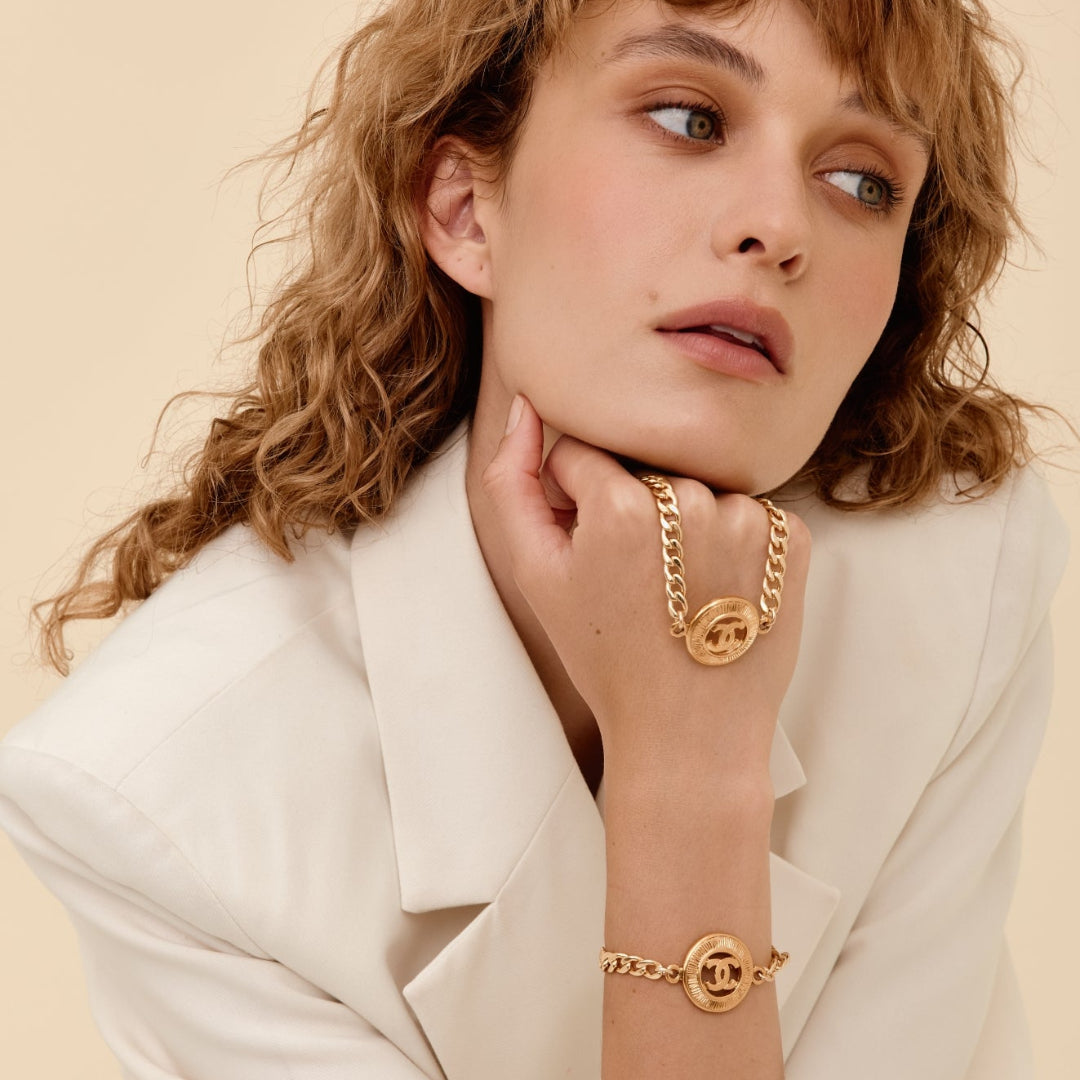 Gold Cut Out Logo Bracelet