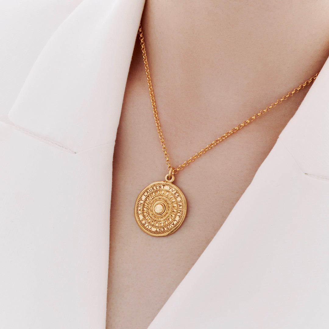 Large Gold Stamped Medallion Necklace