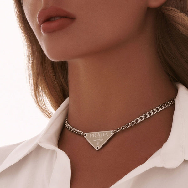 Prada Badge Bolo Necklaces - Black, White, Pink - Designer Button Jewelry