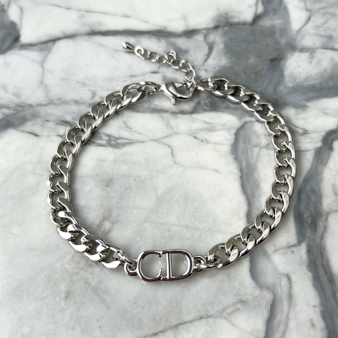 Silver Logo Cuban Bracelet