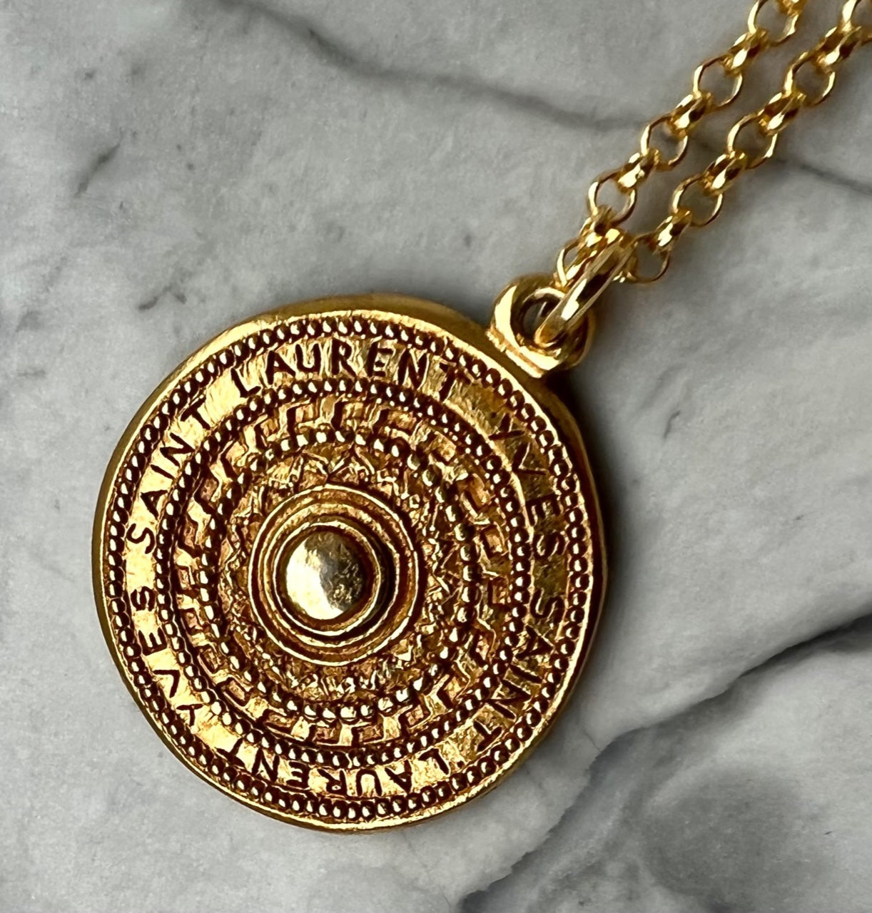 Gold Stamped Medallion Necklace