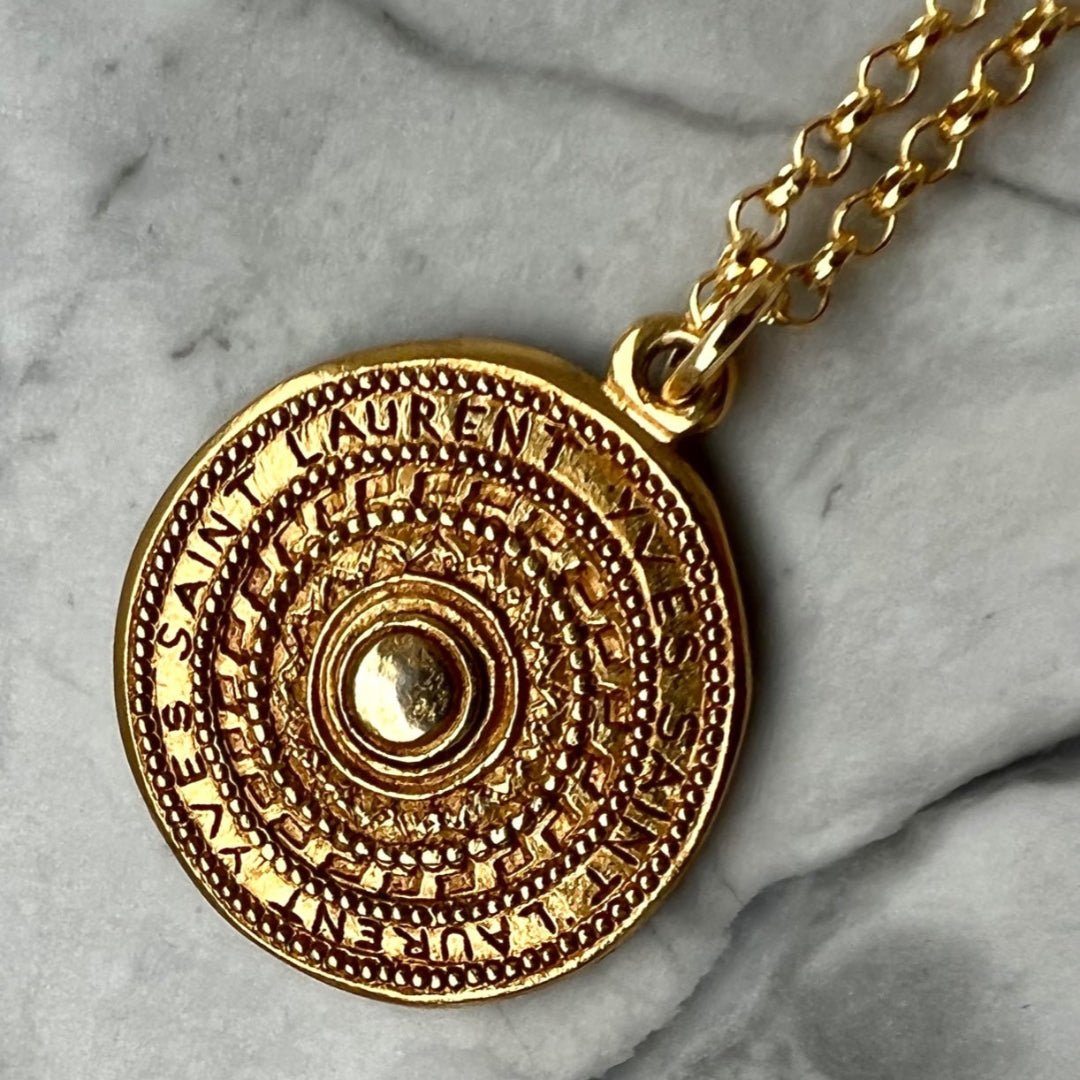 Gold Stamped Medallion Necklace