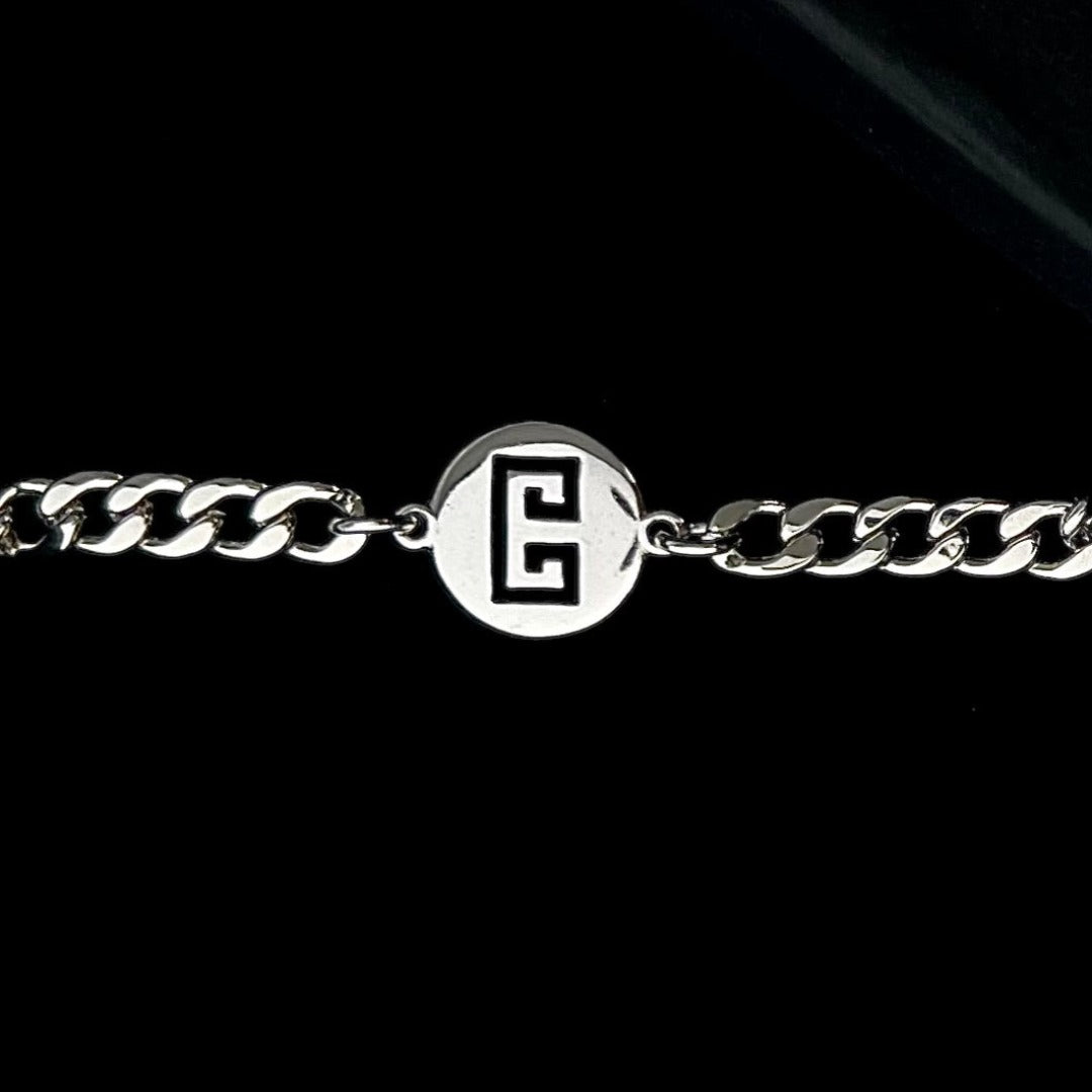 Silver Logo Cuban Bracelet
