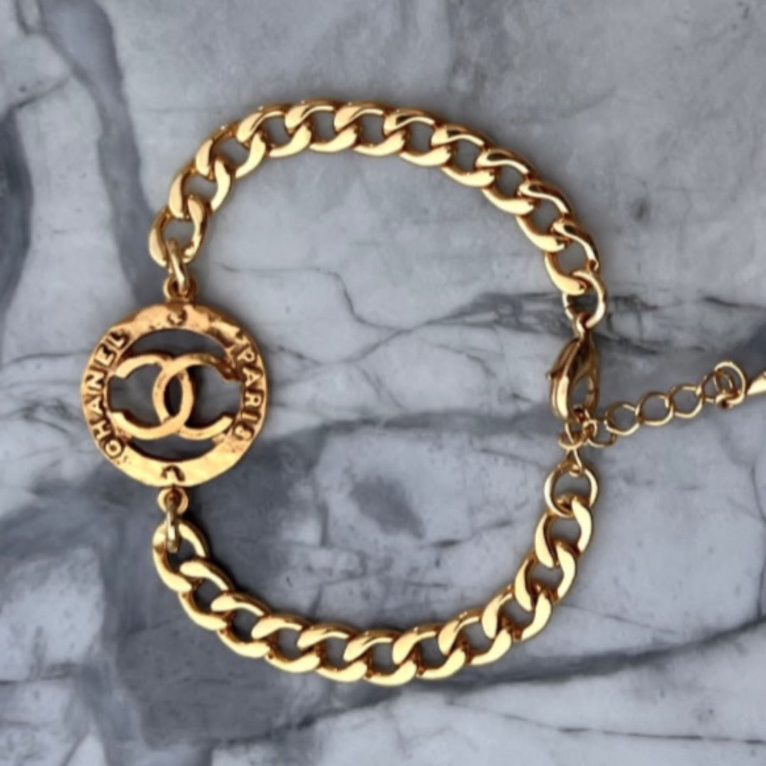 Gold Round Logo Bracelet