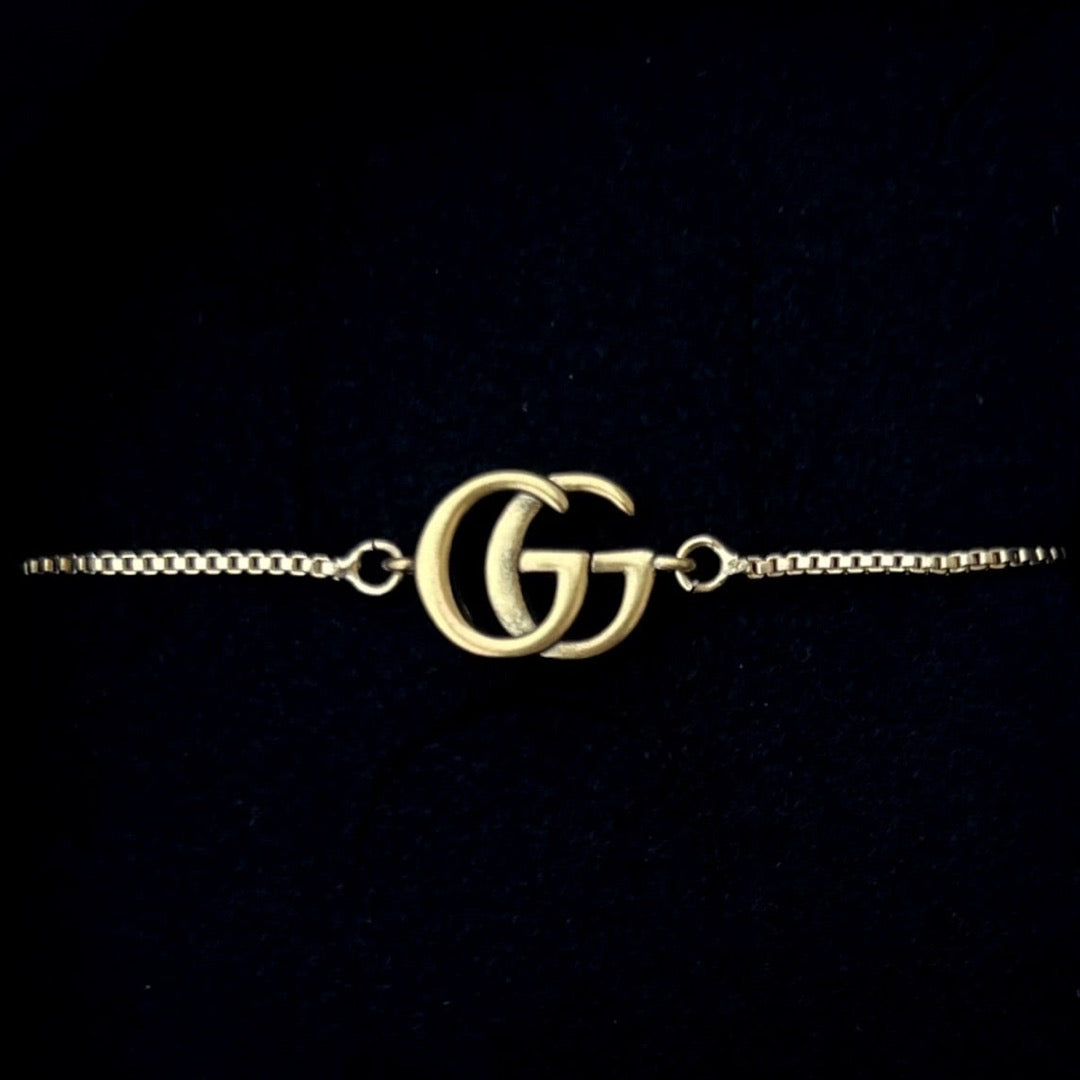 Small Gold Logo Box-Chain Bracelet