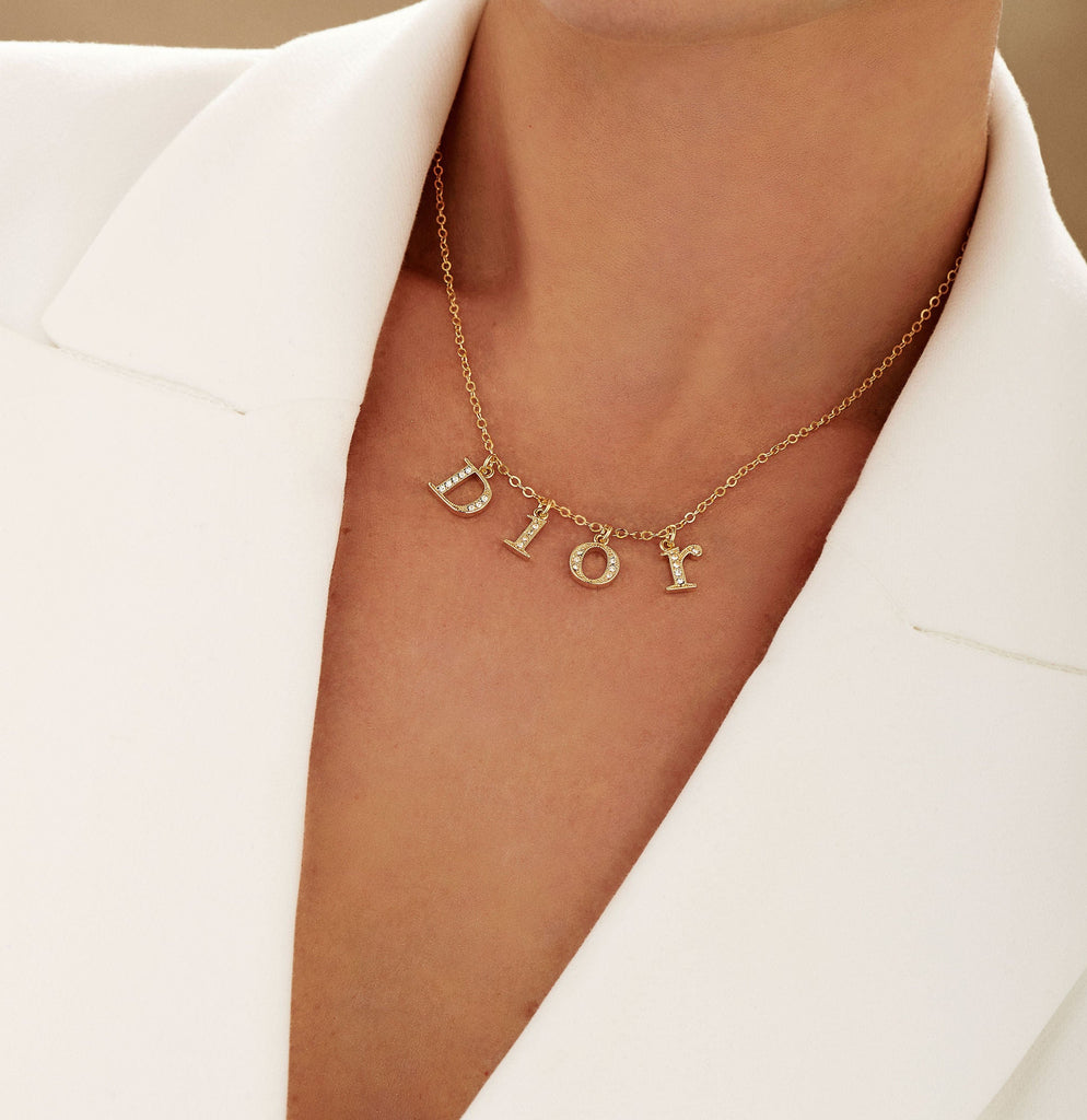 Gold dior letter necklace Clearance