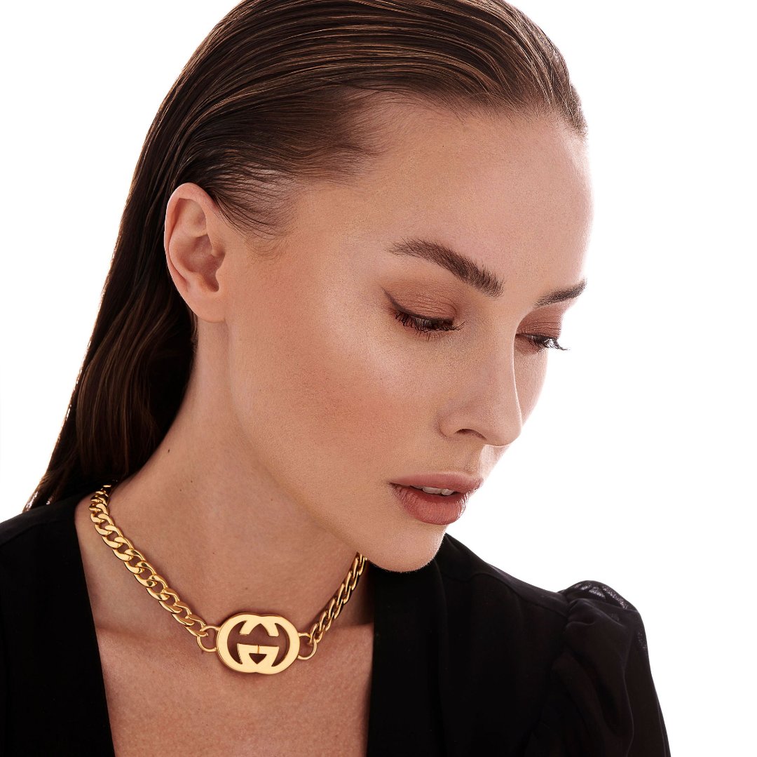 Statement Gold Logo Choker